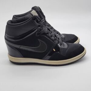 Nike Force Dunk Sky Hi Black Hidden Wedge Heel Shoes Womens Size 9 629746-001